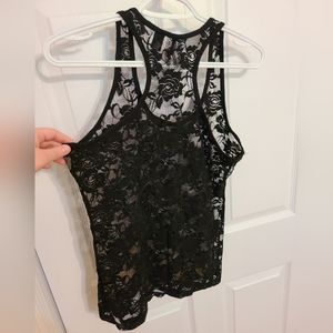 🌟Sheer Tank Top with Rose Design Lace Size Medium
